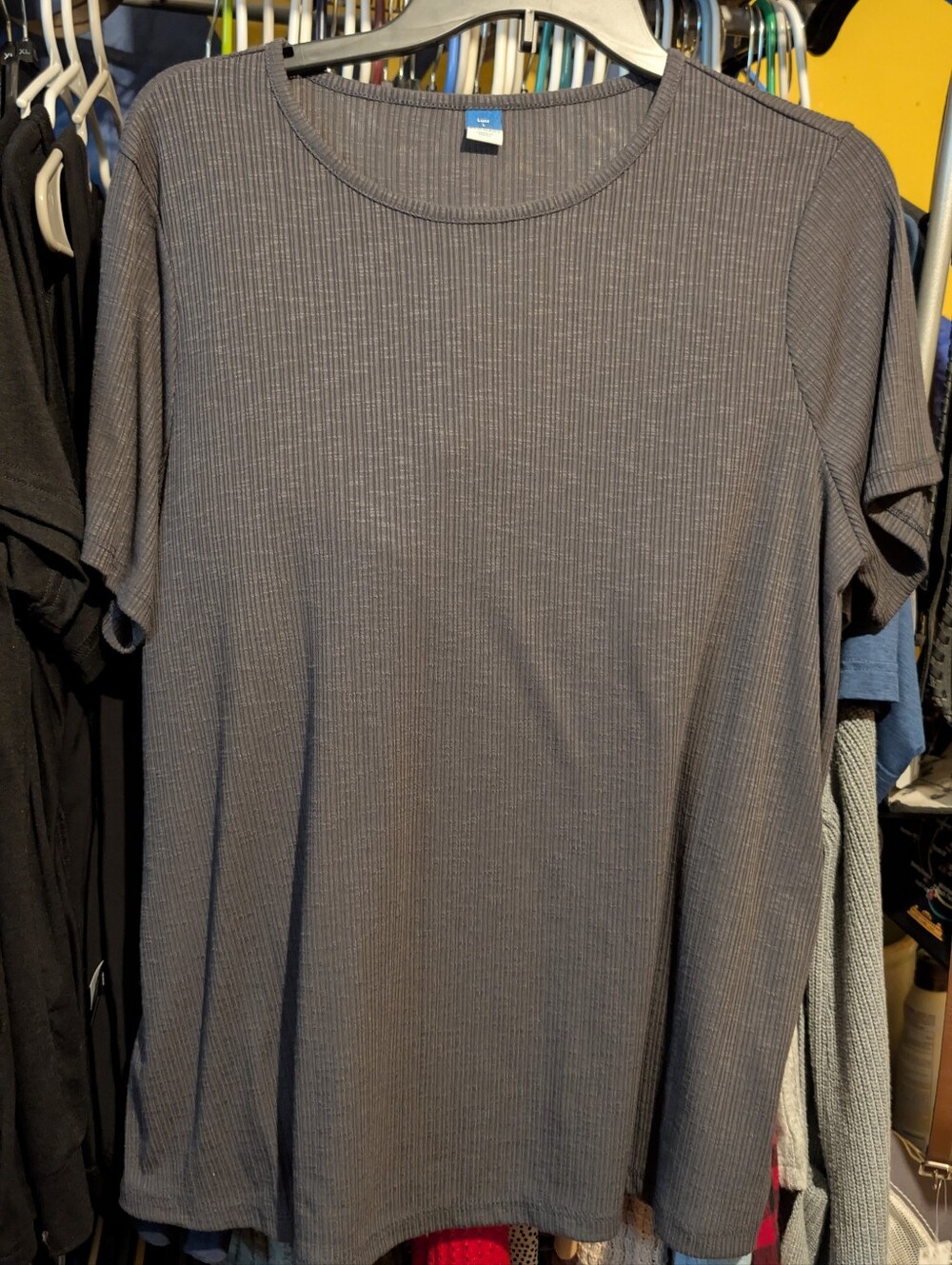 Old Navy Ribbed Short Sleeve Top — Charcoal